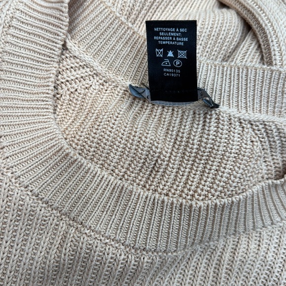 Lafayette 148 Cream Ribbed Cotton-Silk Blend Knit Crewneck Vented Sweater sz S - Picture 15 of 15